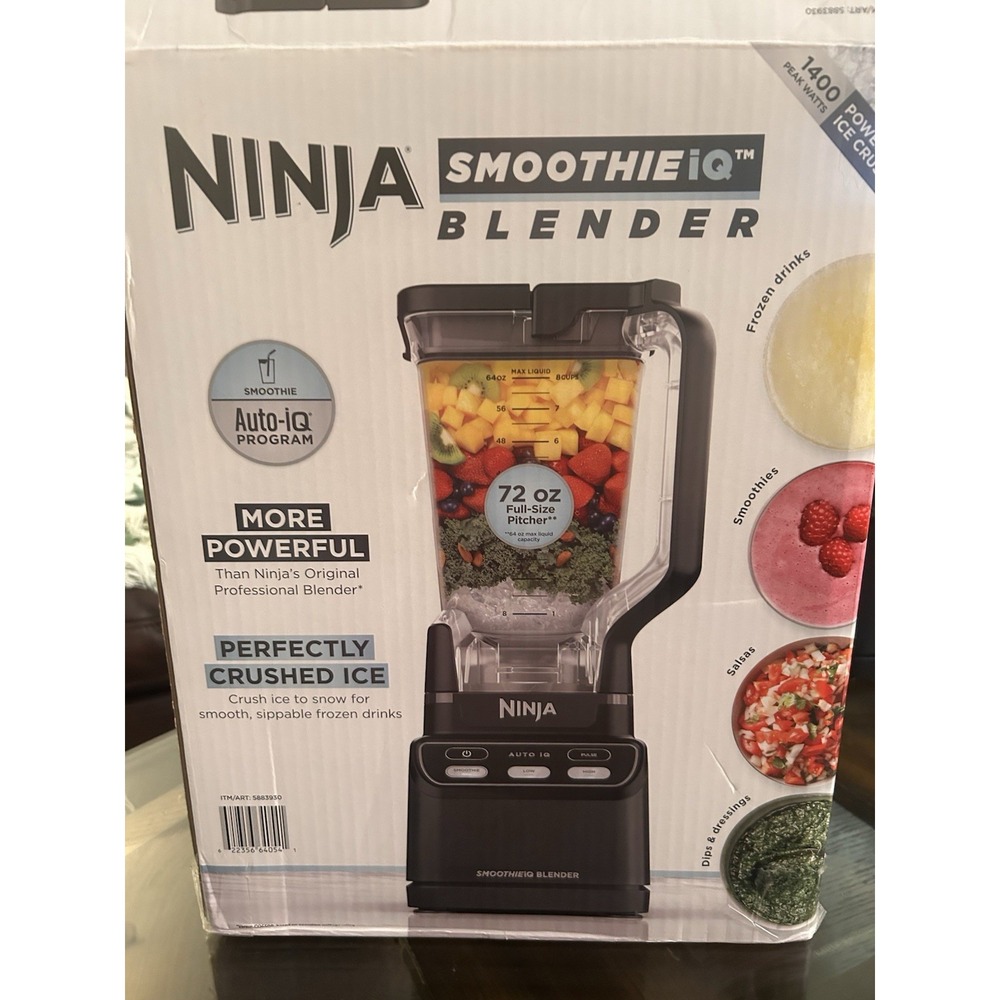 Ninja SmoothieIQ Smoothie Blender 1400W 72oz Pitcher Pulse Control Black
